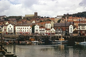 Boote im Hafen, Scarborough, Yorkshire, England, UK 5. September 1974