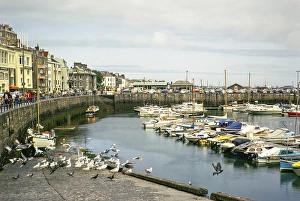 Boote am Liegeplatz im Hafen, St. Peter Port, Guernsey, Kanalinseln, Grossbritannien, Juni 1974, Europe