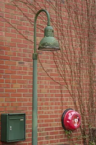 Borken, NRW, Germany, Weathered green street lamp