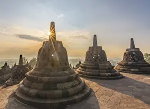Borobudur temple, stupas, sunrise