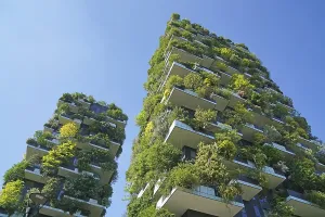 Bosco Verticale, twin tower, green tower block with trees and shrubs
