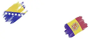 Bosnia and Herzegovina and Andorra Flags on White Background