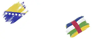 Bosnia and Herzegovina and CAR Flags on White Background