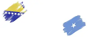 Bosnia and Herzegovina and Flags on White Background