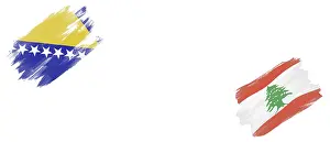 Bosnia and Herzegovina and Lebanon Flags on White Background
