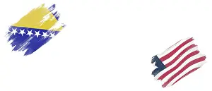 Bosnia and Herzegovina and Liberia Flags on White Background