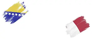 Bosnia and Herzegovina and Malta Flags on White Background
