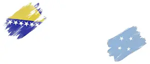 Bosnia and Herzegovina and Micronesia Flags on White Background