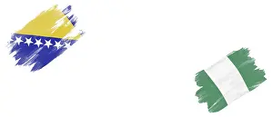 Bosnia and Herzegovina and Nigeria Flags on White Background