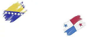 Bosnia and Herzegovina and Panama Flags on White Background