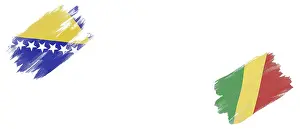 Bosnia and Herzegovina and Republic of the Congo Flags on White Background