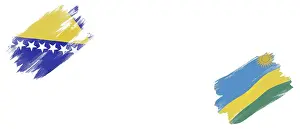 Bosnia and Herzegovina and Rwanda Flags on White Background