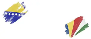 Bosnia and Herzegovina and Seychelles Flags on White Background