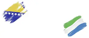 Bosnia and Herzegovina and Sierra Leone Flags on White Background