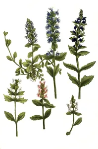 Botany, Plant, various media, larkspur (Consolida)