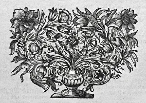 Bouquet in Vase, copperplate engraving from Museum Museorum