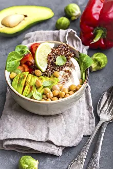 Bowl with healthy salad. Bowl with mix of chickpea