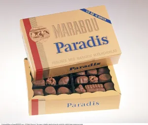 Boxes of chocolate 1960s. A box with assorted chocolates by Marabou