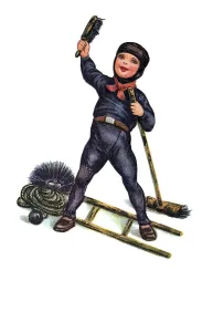 Boy as a chimney sweep, postcard picture