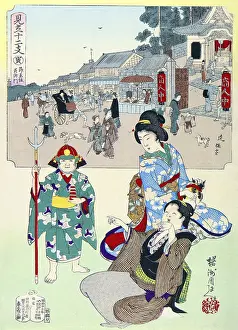 A boy is dressed like the Buddhist Guardian King Bishamonten