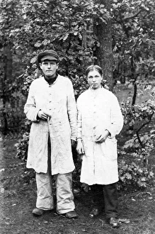 Two boys smoking, historical photo, circa 1910