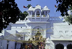Brahma temple steps leading to main entrance gate pushkar rajasthan india