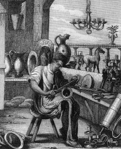 Brass smith, 16th Century, historical illustration