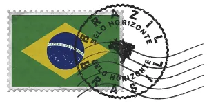 Brazil Belo Horizonte Stamp with National Flag and Postmark