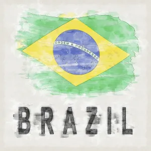 Brazil National Colors with Country Name Background