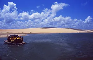 Brazil: A simple ferry takes your car across the river at Icarai in MAranhao