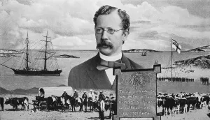 The Bremen merchant Adolf Luederitz hoisted the German flag in the bay of Angra Pequena