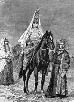 Bride in Kyrgyzstan, historical illustration