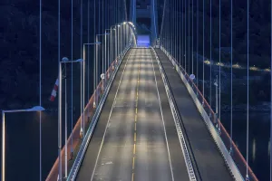 Bridge Hardangerbrua at night, Hardangerbridge