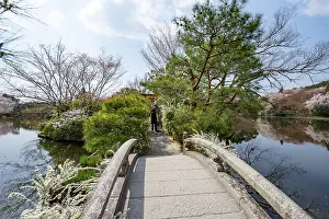 Bridge over Kyoyochi Pond in Japanese Garden
