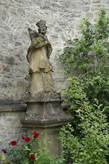Bridge Saint Nepomuk in front of the entrance gate of Comburg Castle