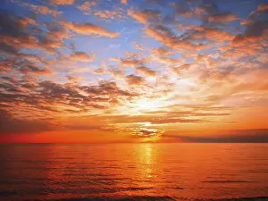 Bright sunset at the sea