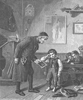 Broken slate, Teacher reprimands a boy who has broken his slate