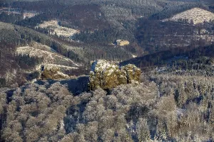 Bruchhauser stones in snow, natural monument