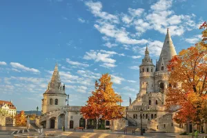 Budapest Hungary, city skyline at Fisherman's Bastion with autumn foliage season<br> Budapest Hungary