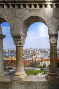 Budapest, Hungary panorama with Hungarian Parliament