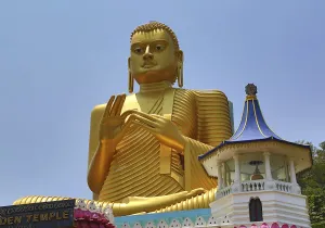 Buddha on Dambula golden temple in Sri lanka