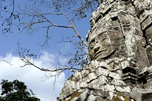 One of the many Buddha faces at the Bayon