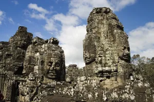 Buddha faces carvings inside Bayon Temple in Angkor Thom complex