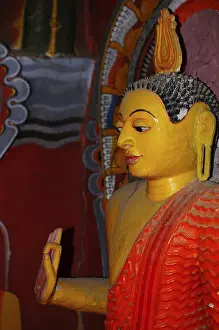 Category Buddhism Prints: Buddha figure in Embekke Devale temple in Kandy