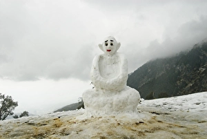 A Buddha shaped snowman, Indian snowman