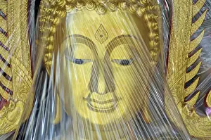 Buddha statue covered with plastic foil