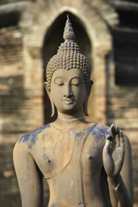 Buddha statue, detail, Wat Sa Si or War Sra Sri