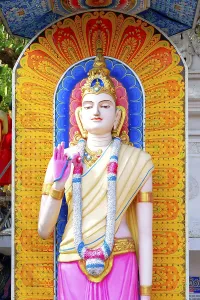 Buddha statue at the entrance of a temple