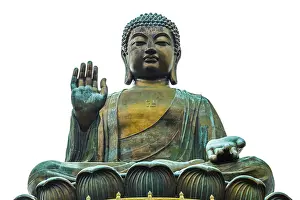 Buddha statue isolated on white background in Po Lin Monastery