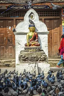 Category Buddhism Prints: Buddha statue at Kathesimbhu Stupa